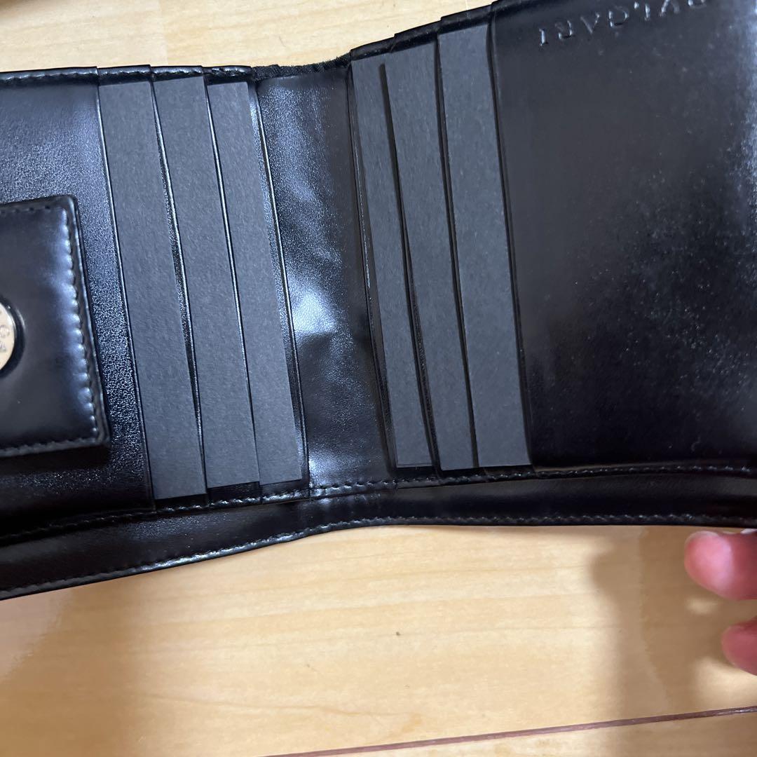 BVLGARI ブルガリ　二つ折り財布　デニム　ロゴマニア　黒　レザー BVLGARI ブルガリ 二つ折り財布 デニム ロゴマニア 黒 レザー