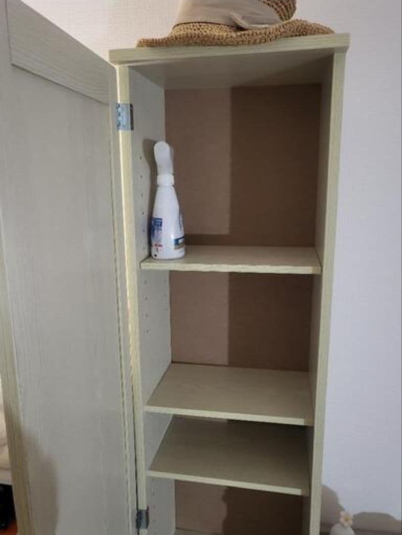 木製ミラー付き収納ラック ベージュ目立った傷や汚れなし