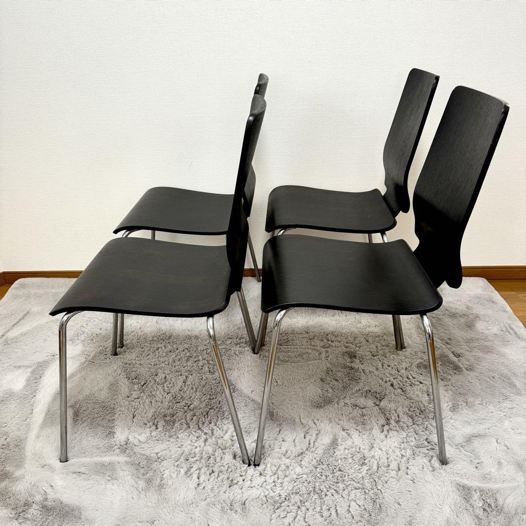 【廃盤/美品】IKEA GILBERT 4脚 ブラック スタッキングチェア
