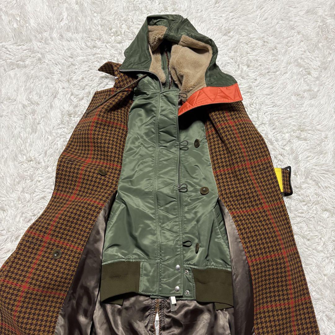 海外ブランド通販 公式サイト (サカイ) Sacai 17AWドッキング ジップアップ フード 千鳥格子 ジャケット・アウター