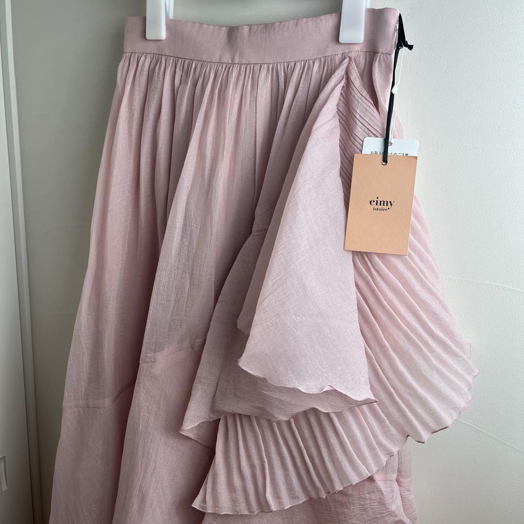 新品 eimy istoire ラッフルプリーツ シアースカート ピンク M