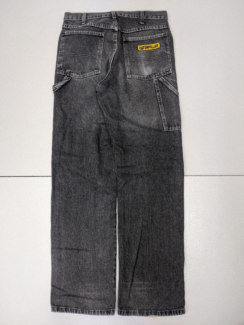 80s90s TALONZIP 先染めブラック CAT ワイドデニムペインター