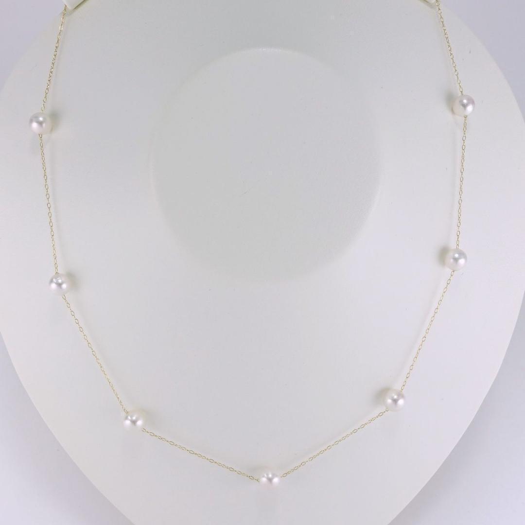 充実の品 K18 ネックレス5.0-5.5mm ステーション アコヤ真珠 アクセサリー