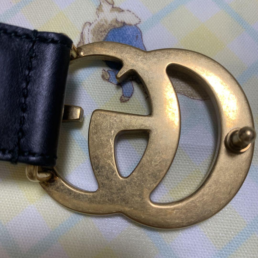 美品　GUCCI グッチ　ベルト　ゴールド✖️ブラック　90㎝〜