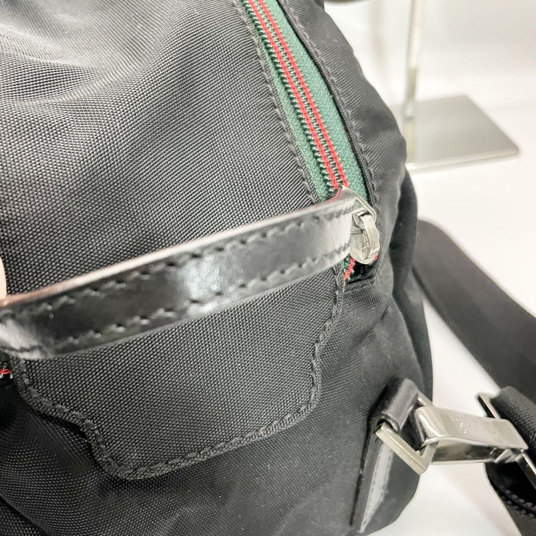 グッチ GUCCI ナイロン×レザー 2way ボストンバッグ シェリーライン