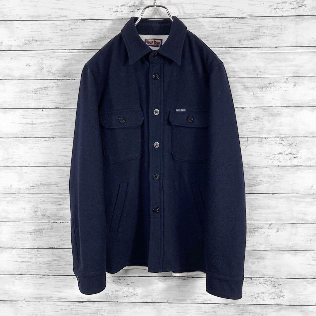 美品！ブルーブルー ウールカシミヤストレッチCPOシャツ ネイビー 3