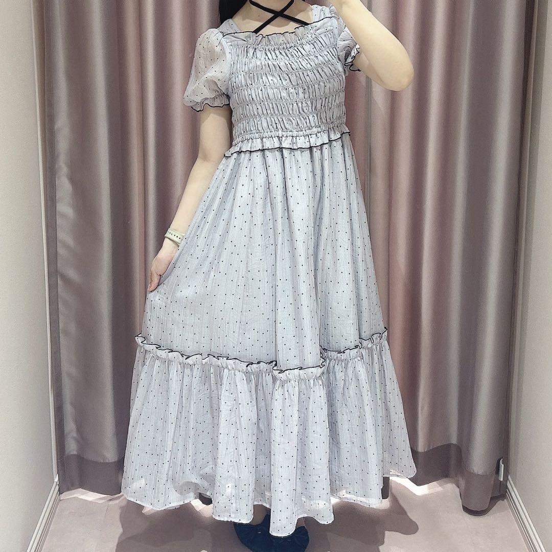 ♡AnMILLE フロッキードットシャーリングop ラベンダー ♡
