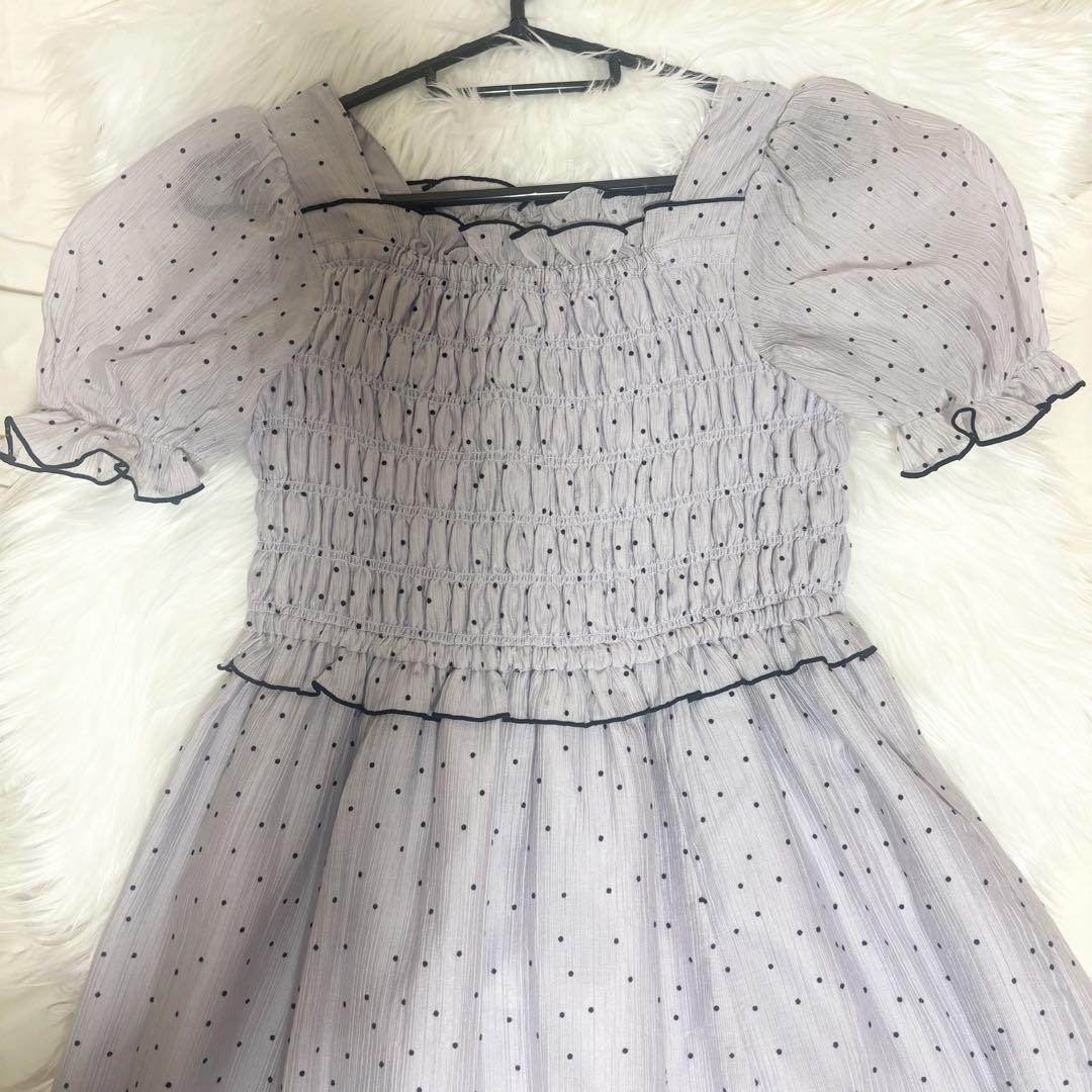 ♡AnMILLE フロッキードットシャーリングop ラベンダー ♡