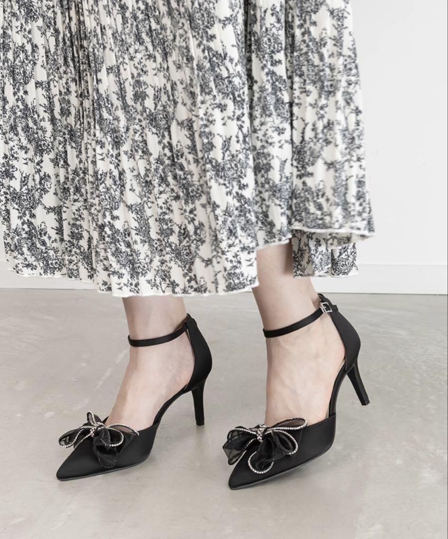 【美品】RANDA リボンセパレートパンプス ブラック