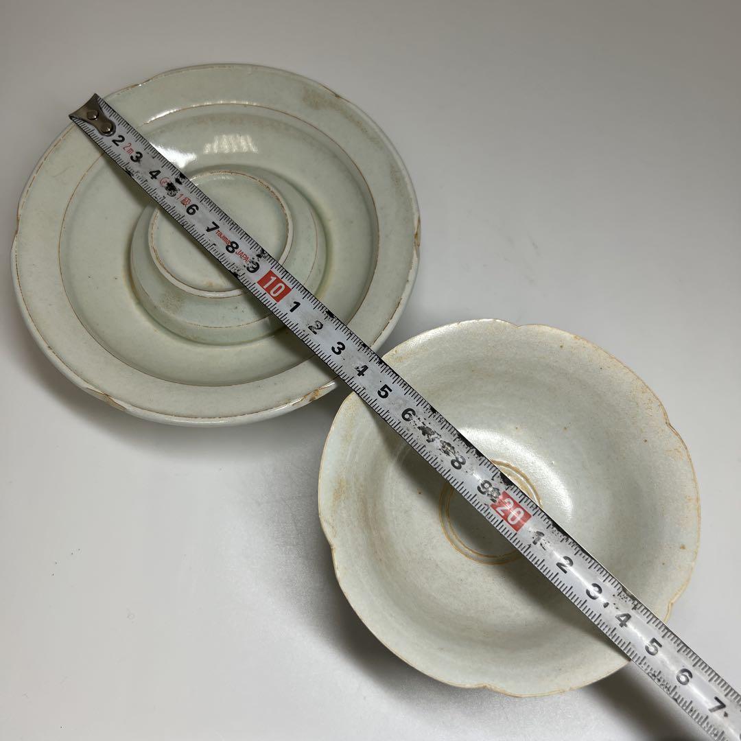 専用　中国清朝時代　青花粉彩盃台木箱付直径10.8㎝トヒト東な7-0430☆2F 中国清朝時代 青花八寸皿 直径23.7㎝ タサチ 東さ7-0222☆2F