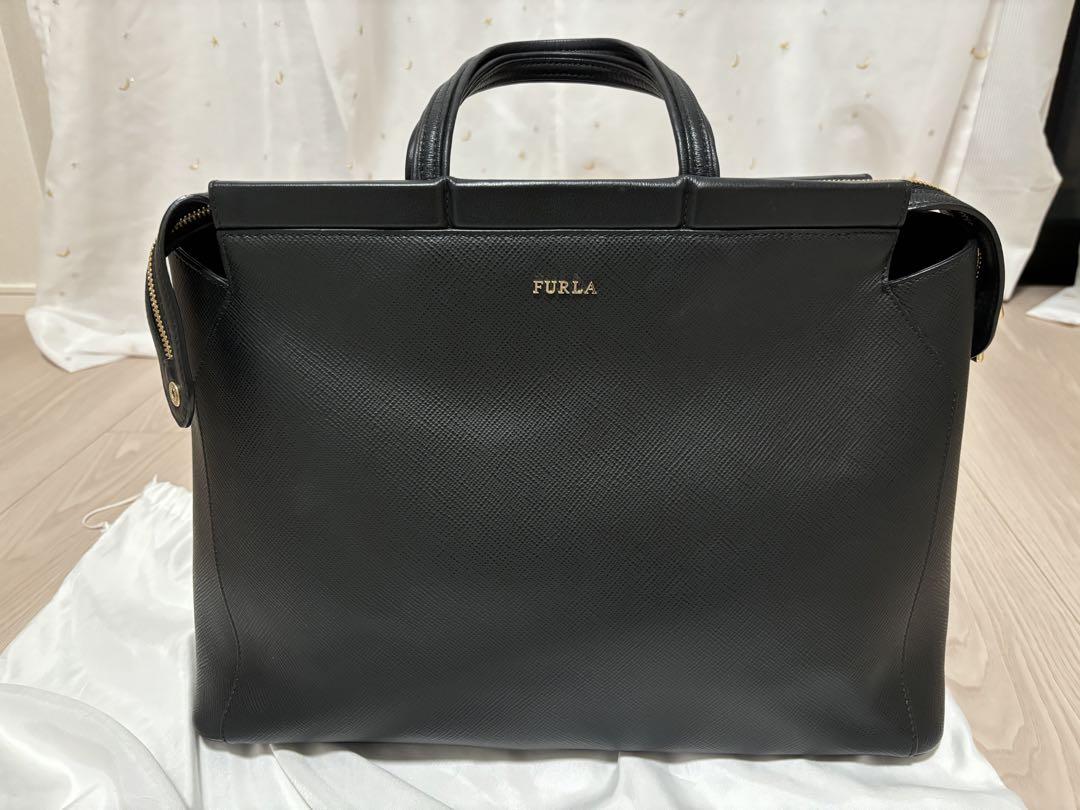 熱販売 FURLA ハンドバッグ 2WAY レザー ブラック ショルダーバッグ バッグ