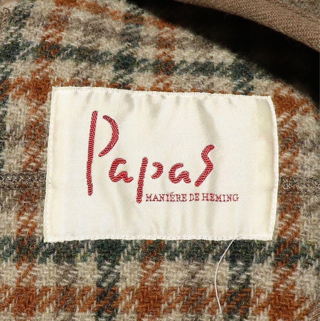 XL相当★未使用級★パパス★ツイード マオカラージャケット★Papas★コート XL相当★未使用級★パパス★ツイード マオカラージャケット★Papas★コート