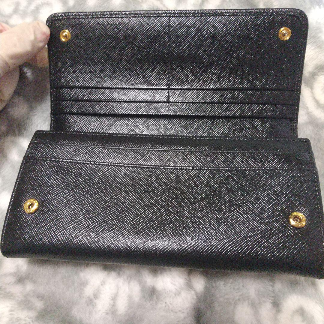 PRADAサフィアーノ ブラック 長財布 リボン付き