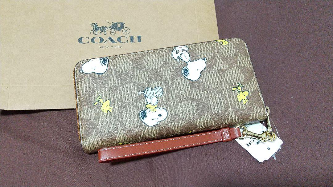 新品未使用 COACH コーチ 長財布 ブラウン スヌーピーコラボ