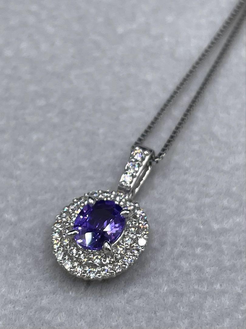 JG6★最高級 非加熱ラベンダーサファイア0.63ct pt トップ 鑑付