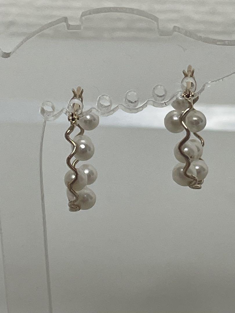 ツツミ K10YG淡水パール フープピアス
