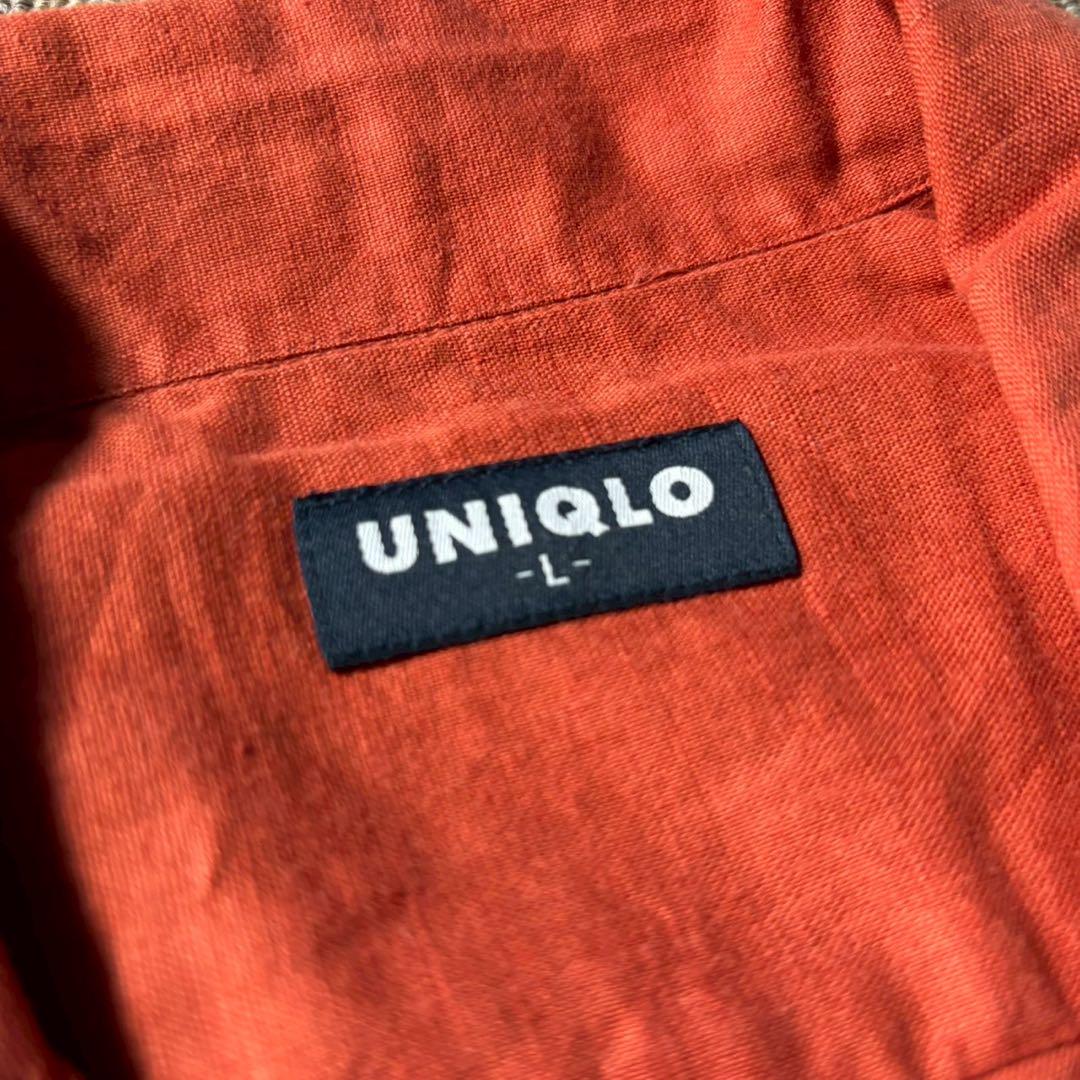 OLD UNIQLO 90s 麻 開襟シャツ ボックスカット幅広 短丈 L