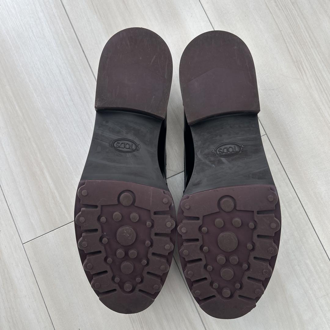 【美品】　トッズ　ブラックレザー　ローファー　厚底　黒　スリッポン