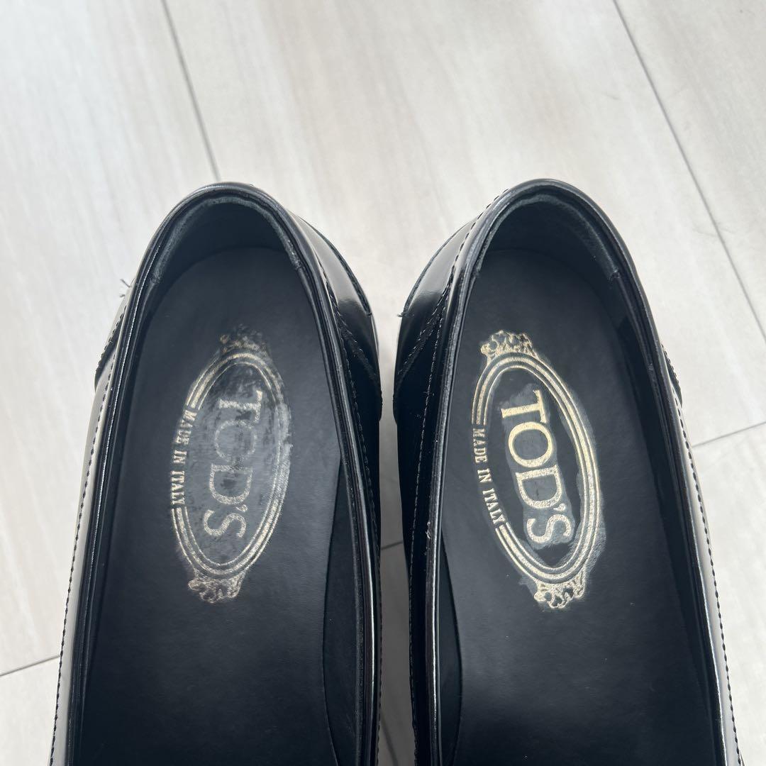 【美品】　トッズ　ブラックレザー　ローファー　厚底　黒　スリッポン