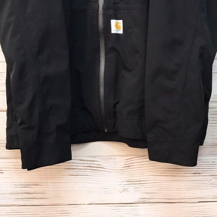 希少》カーハート carhartt☆ナイロンジャケット L 刺繍ロゴ ブラック