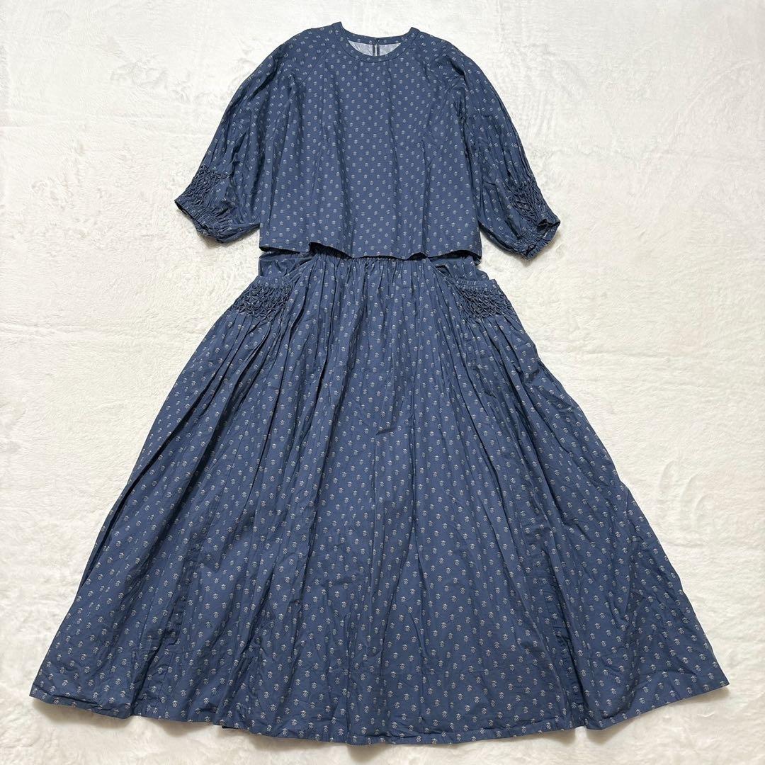 《美品》LOISIR インドコットンポプリンハンドスモッキングセットアップ