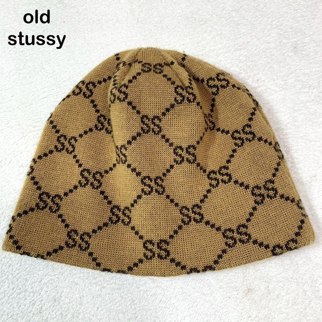 ☆極美品☆ OLD STUSSY ジャガード　SS柄　マスタード　ニット帽