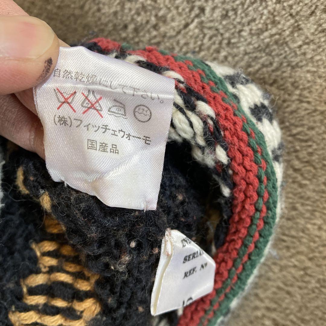ビンテージ Ficce HAND KNIT セーター シリアルあり 褐色系 XL