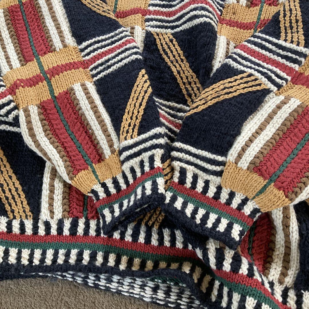 ビンテージ Ficce HAND KNIT セーター シリアルあり 褐色系 XL