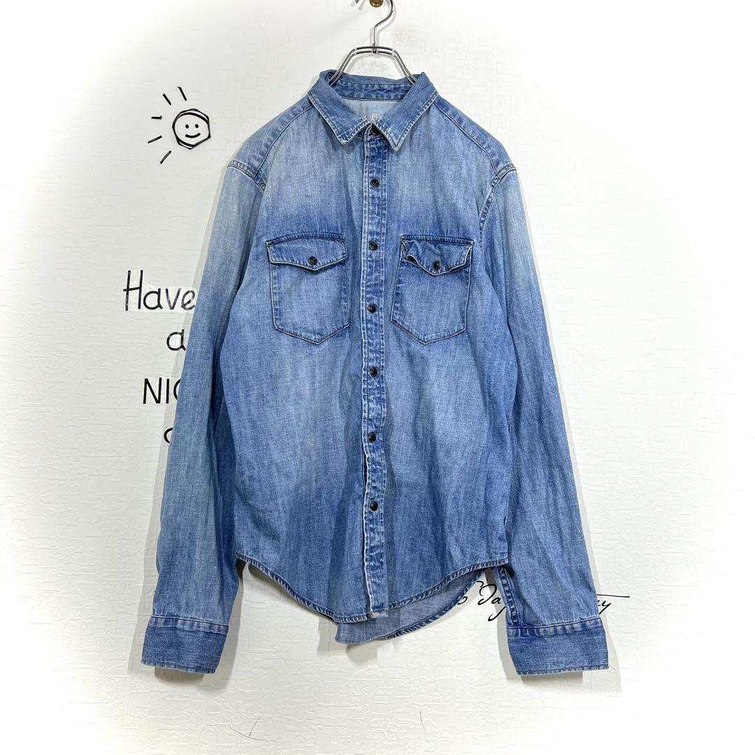 GAP デニムシャツ(M)ブルー スナップボタン アメカジ ヴィンテージ