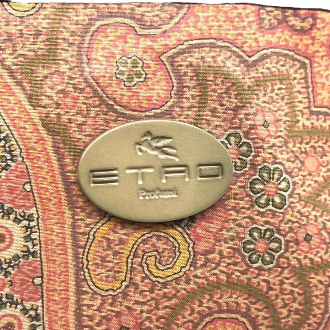 美品　エトロ　ハンドバッグ　茶　ペイズリー柄　ナイロン　ミニバッグ　s58