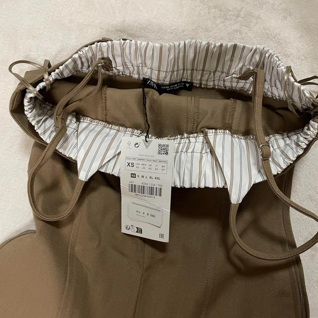 ZARA ザラ コンビネーションロングオールインワン ブラウン XS