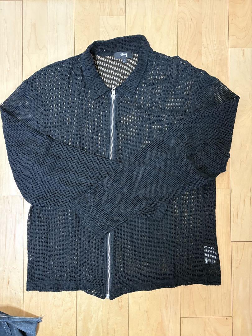 メッシュシャツ　stussy L 在庫 処分 セールファッション - Stussy Cotton Mesh Zip LS