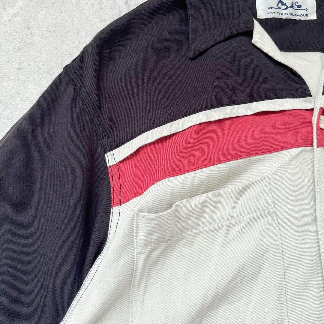 【レア】90s ヒステリックグラマー ロゴ入り 半袖 ボーリング ワークシャツ.