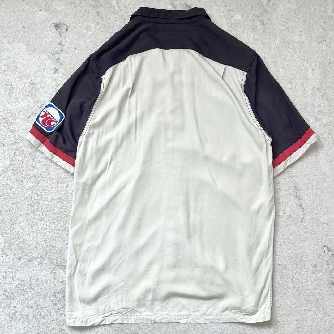 【レア】90s ヒステリックグラマー ロゴ入り 半袖 ボーリング ワークシャツ.