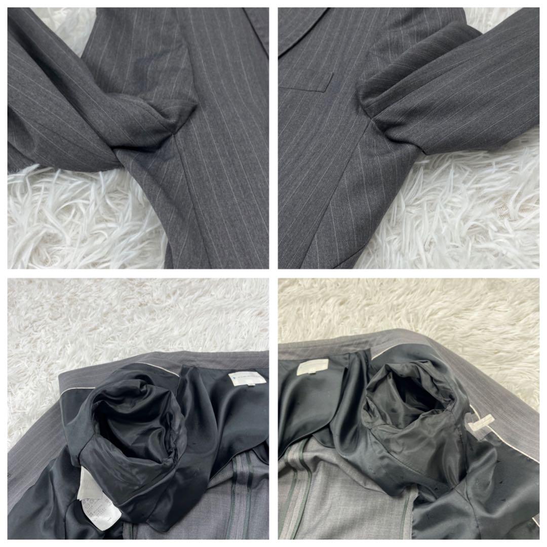 美品✨組曲 セットアップ スーツ パンツ 背抜き グレー ストライプ 3