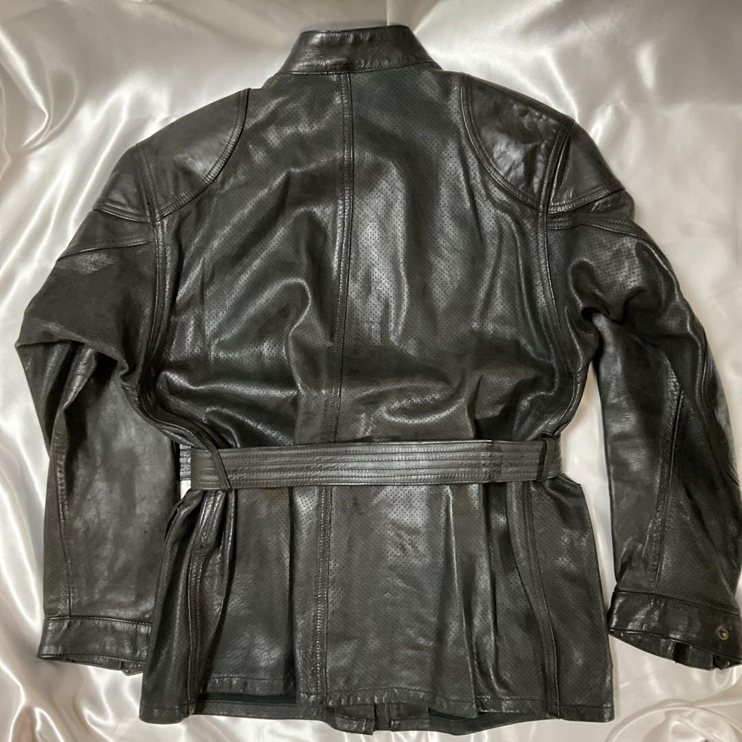 Belstaff ダークブラウンレザージャケット ベルト付き