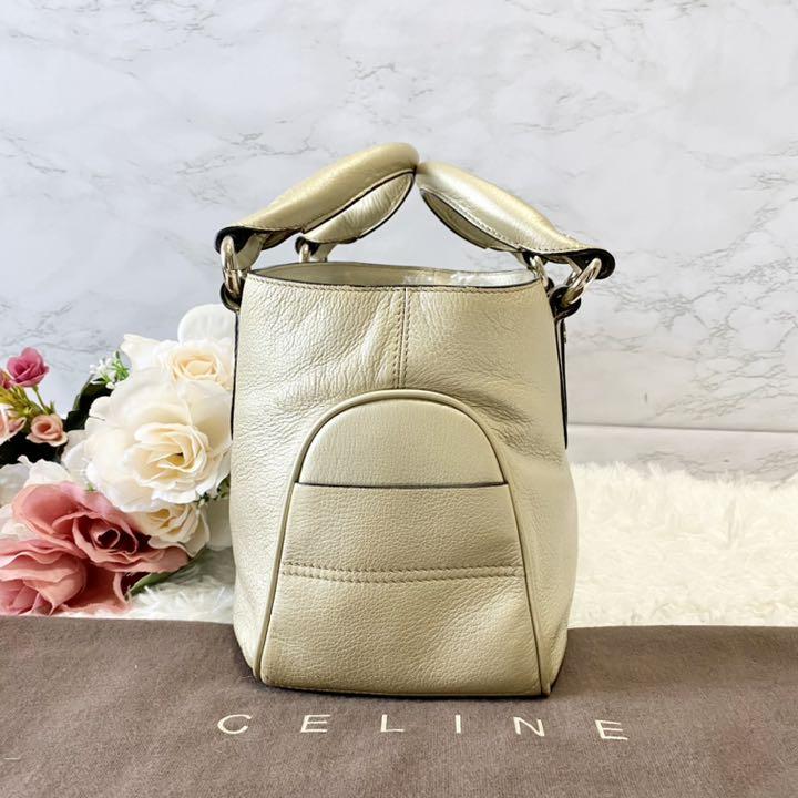 お得好評 美品 鑑定済 CELINE トリオンフ ブギーバッグ シャンパンゴールド rn9aH-m11917024005 特価正規店