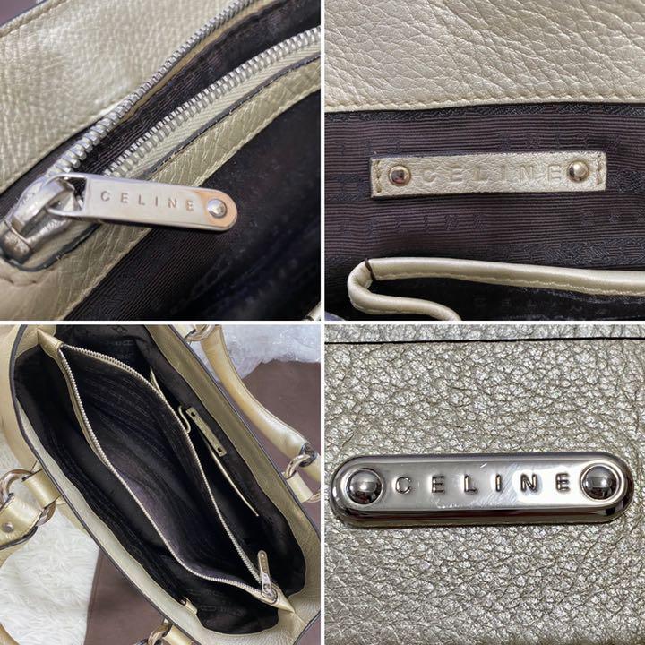 お得好評 美品 鑑定済 CELINE トリオンフ ブギーバッグ シャンパンゴールド rn9aH-m11917024005 特価正規店