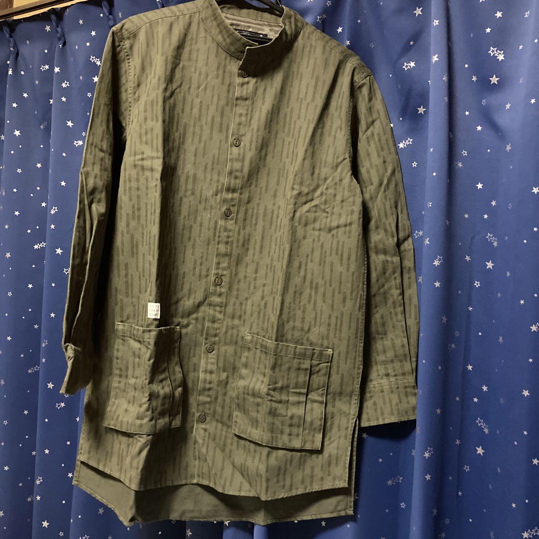 slghtly numb スライトリーナム　ストライプシャツ オリーブグリーン