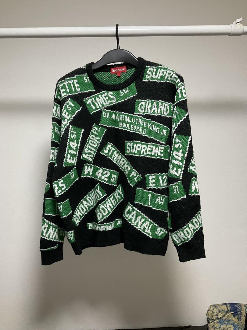 Supreme ストリートサイン柄 ニットセーター L