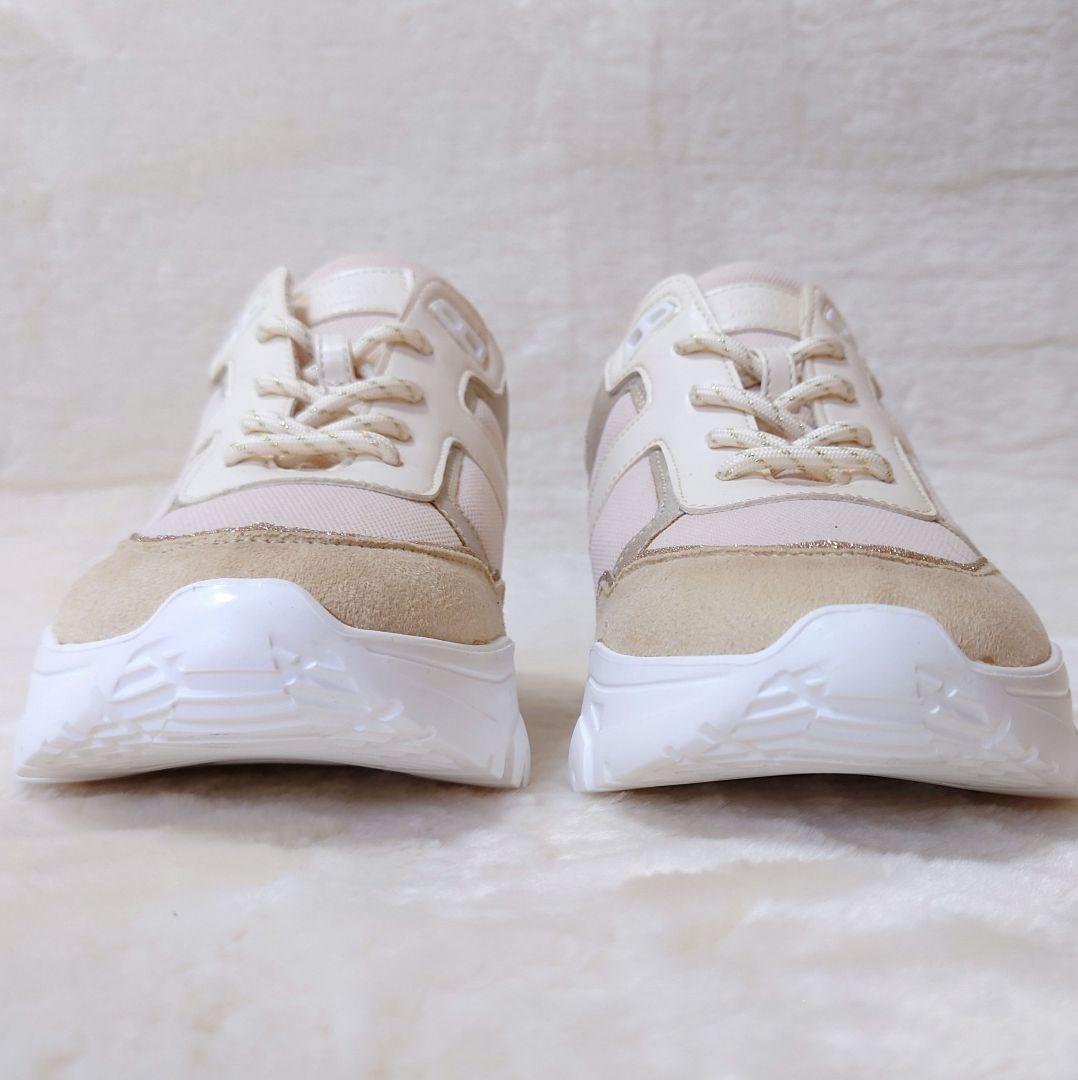 【極美品】PICHE ABAHOUSE 厚底 ベージュ ダッドスニーカー