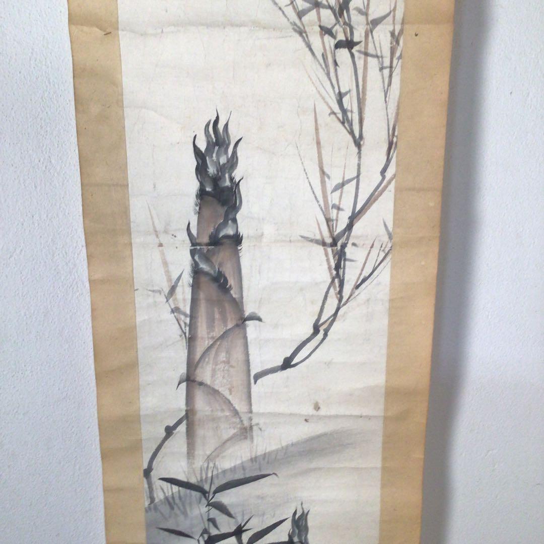 セール 登場から人気沸騰 筍図 作者不詳 No3677掛軸 肉筆紙本 絵画 古美術 日本画 古画 書