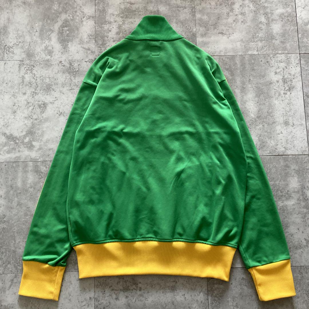 【万国旗タグ】adidas ワンポイント 表記M 着用感L 緑×黄 ジャージ