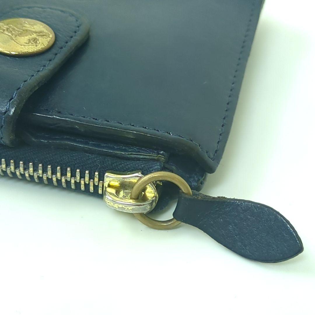 マッチャン様IL BISONTE イルビゾンテ　折り財布　レザー　ネイビー