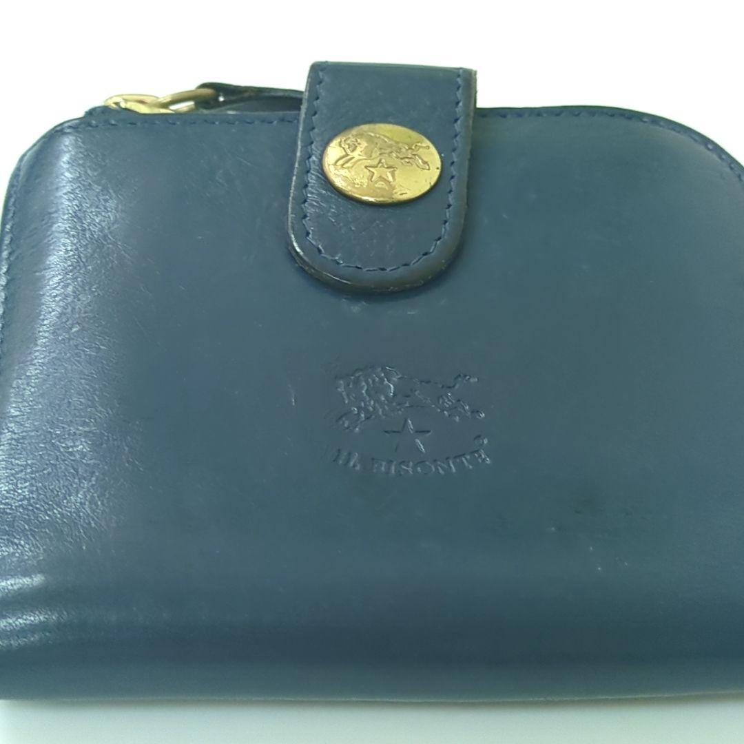 マッチャン様IL BISONTE イルビゾンテ　折り財布　レザー　ネイビー