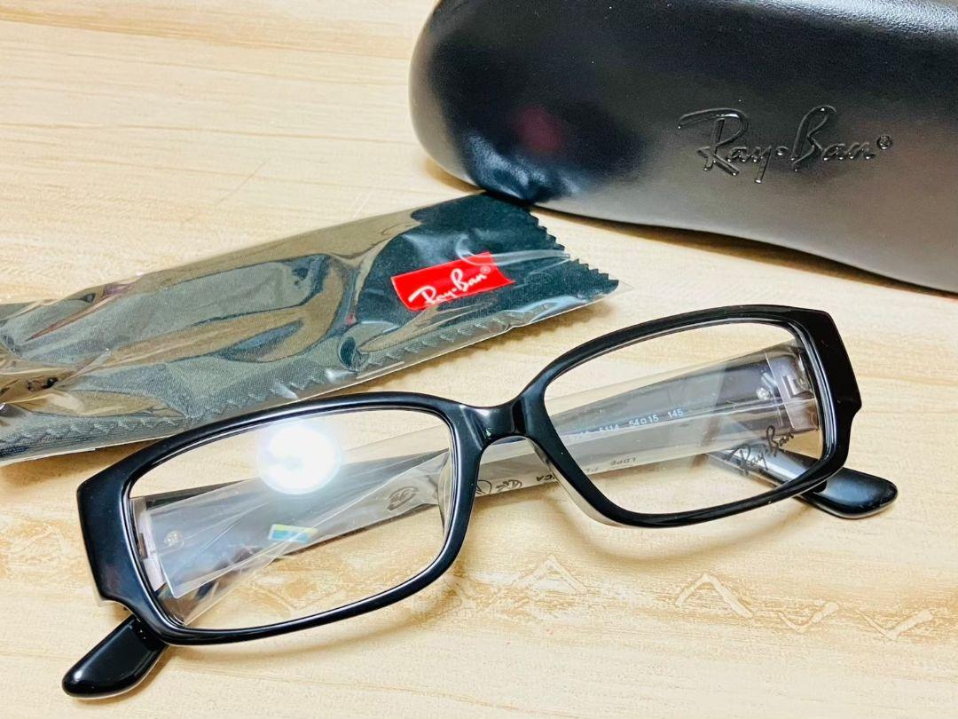 新品▼Ray-Ban 黒 度なし 四角 フレーム メガネ レイバン RB5250