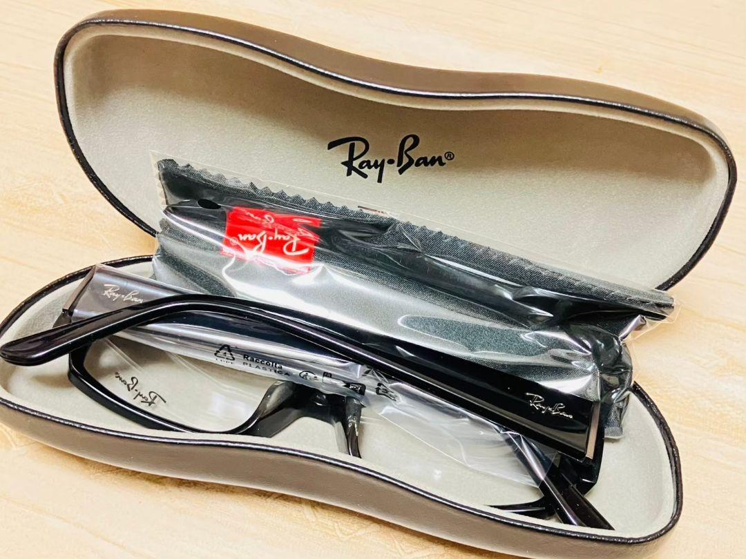 新品▼Ray-Ban 黒 度なし 四角 フレーム メガネ レイバン RB5250