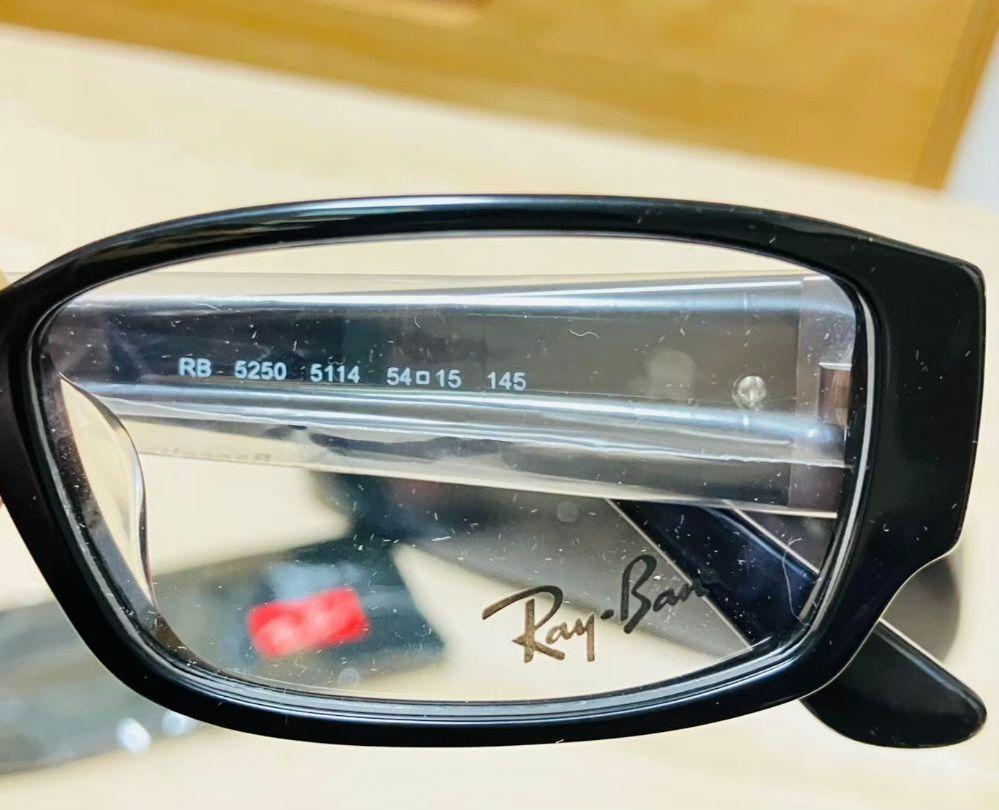 新品▼Ray-Ban 黒 度なし 四角 フレーム メガネ レイバン RB5250