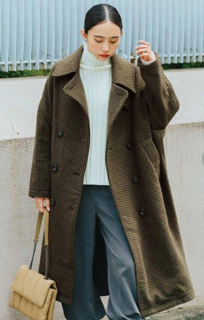 MEDE19F オーバーチェックロングコート