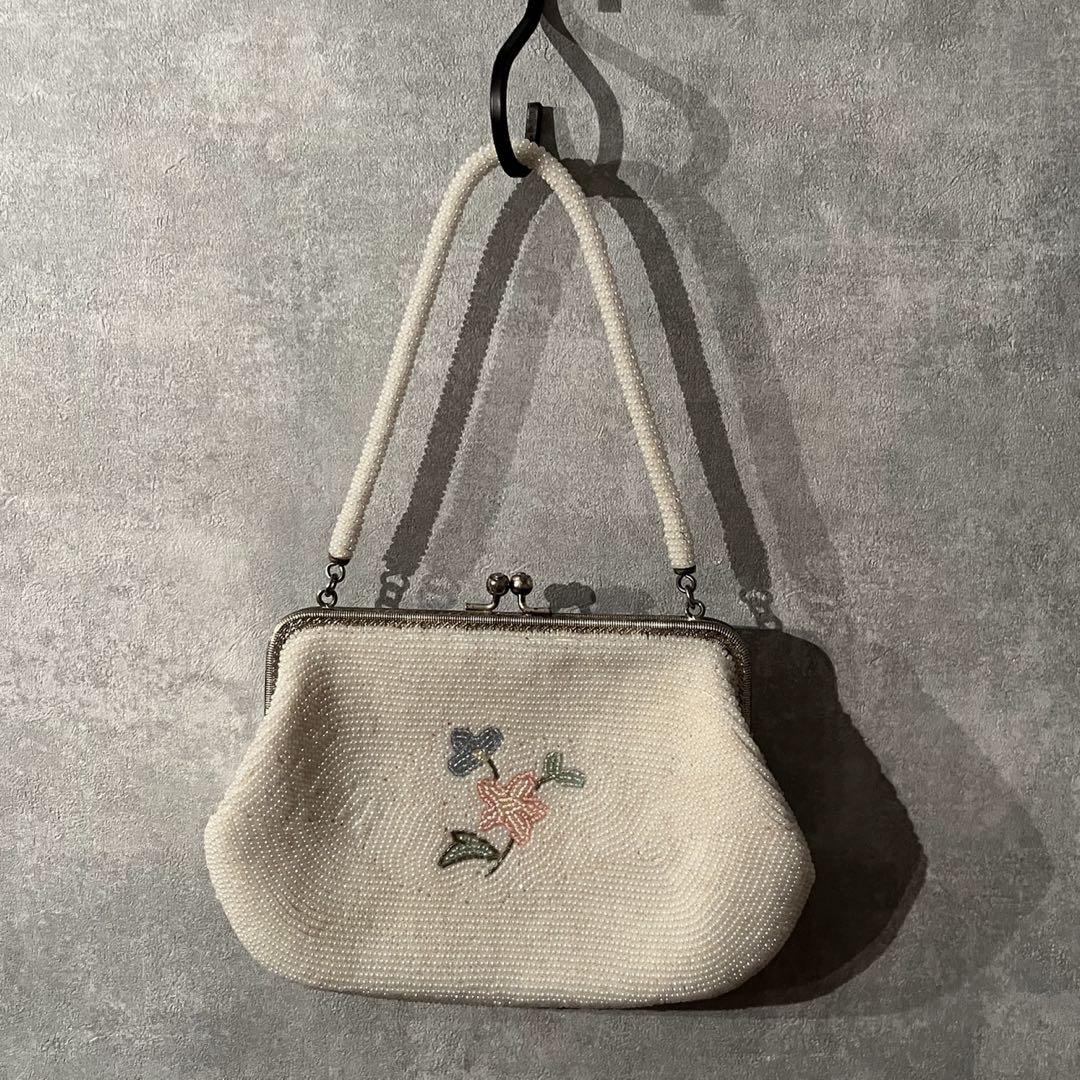 古着 ヴィンテージ 昭和レトロ ビーズ 刺繍バッグ used 希少